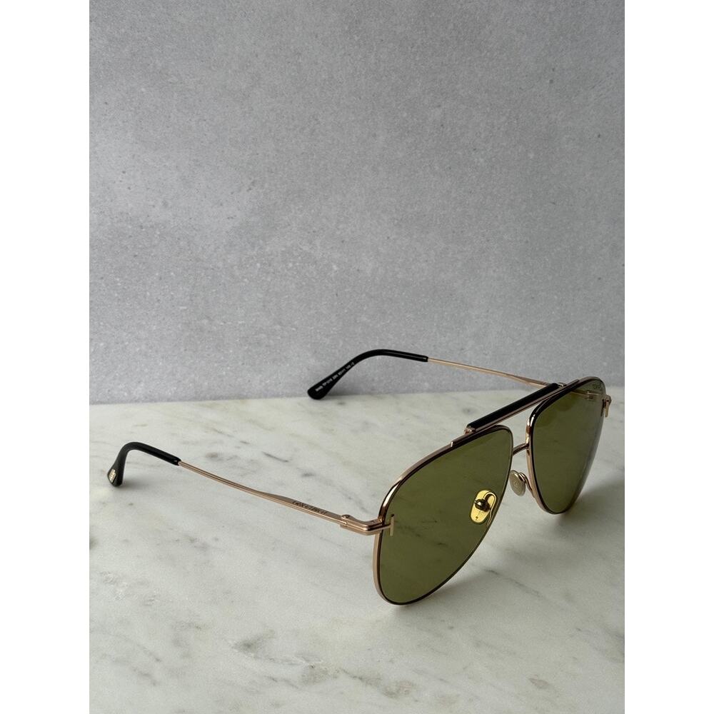 NEW Tom Ford FT1018 Brady Aviator Sunglasses Gold Green $475 - Picture 8 of 10